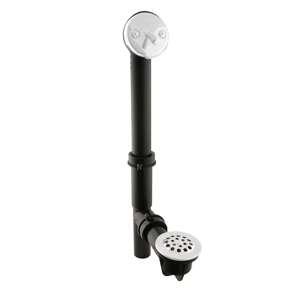 Westbrass Black 1-1/2" Tubular Trip Lever Bath Waste in Powder coated White 592144-50 - main